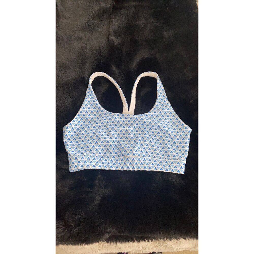 XPBX PRO Blue Geometric Explode Print Racer Back Sports Bra Sz Medium